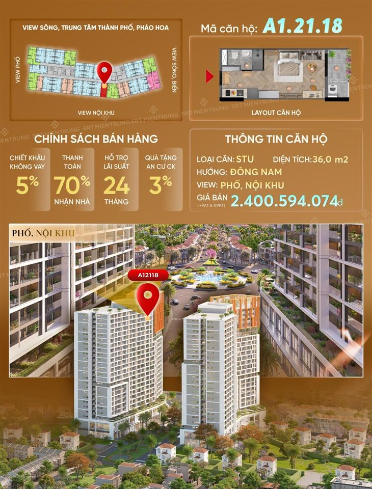 Bán căn hộ cora tower, giá tốt 1,7 tỷ, 32 m2, 1pn, 1wc, đà nẵng