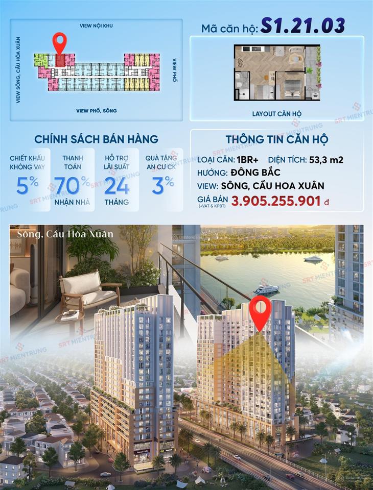 1pn+ spana tầng view cực đẹp, 1 căn hiếm có