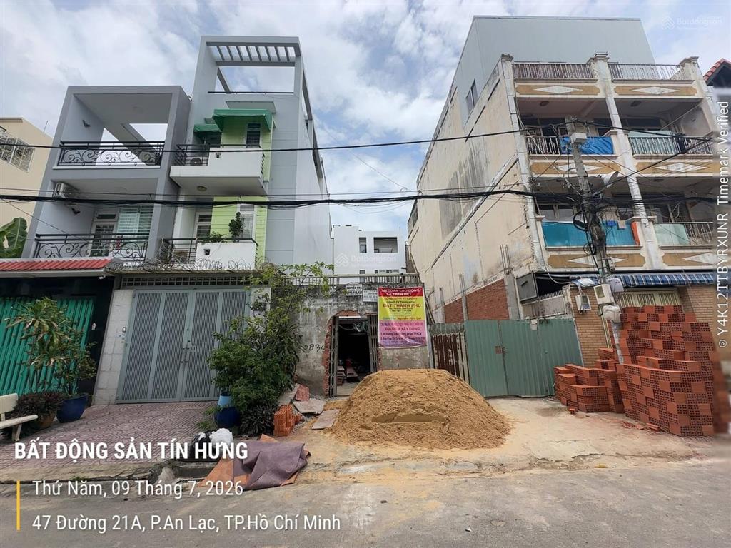 Bán đất khu tên lửa, mt 47m, đường số 21a, dt 4 x 22.5m, 8.2 tỷ. cách công viên 30m