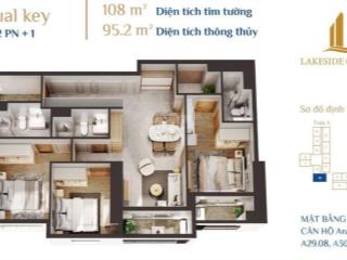 Căn hộ 2,5 ngủ+ 3 wc 95 m2 view hồ phương lưu & tttp. tầng 20 siêu đẹp, ưu đãi 7% giá chỉ 4,675 tỷ