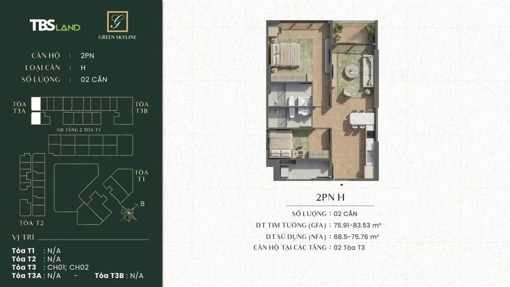 Giỏ hàng siêu đẹp 2pn green skyline mặt tiền ql1k, dt 6576m, giá rumor từ 62tr/m2