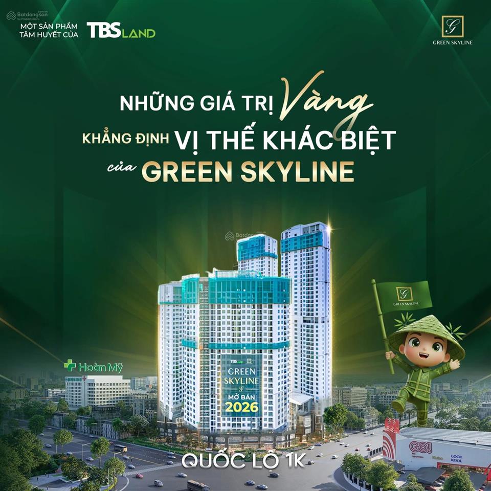 Giỏ hàng siêu đẹp 2pn green skyline mặt tiền ql1k, dt 6576m, giá rumor từ 62tr/m2