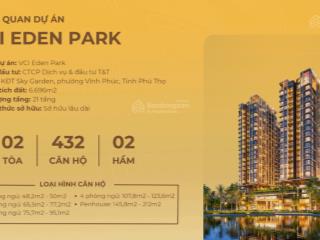 Căn hộ vci eden park cao cấp, dòng căn 2pn hợp đầu tư cho thuê và ở. giá chỉ từ 2,2 tỷ/căn full nt