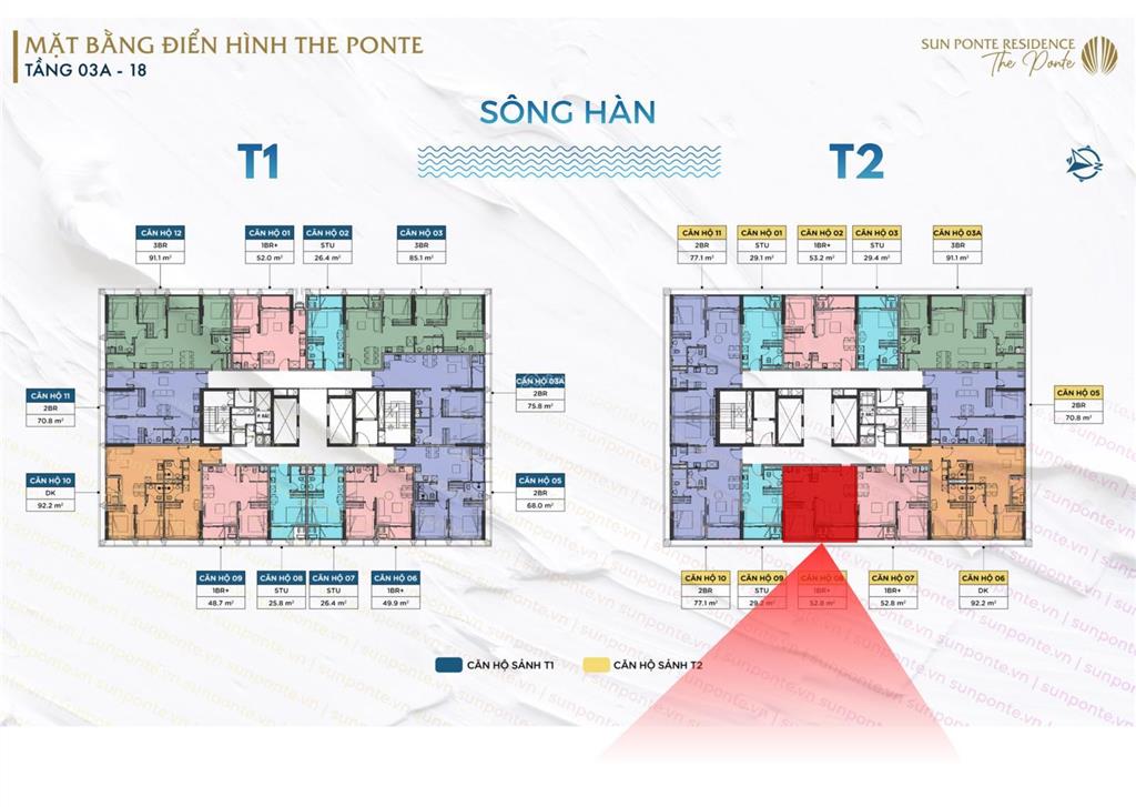 Siêu phẩm căn hộ 1 ngủ + 52,8m² view biển đêm đỉnh cao tại sun ponte  chỉ 4,65 tỷ có thương lượng