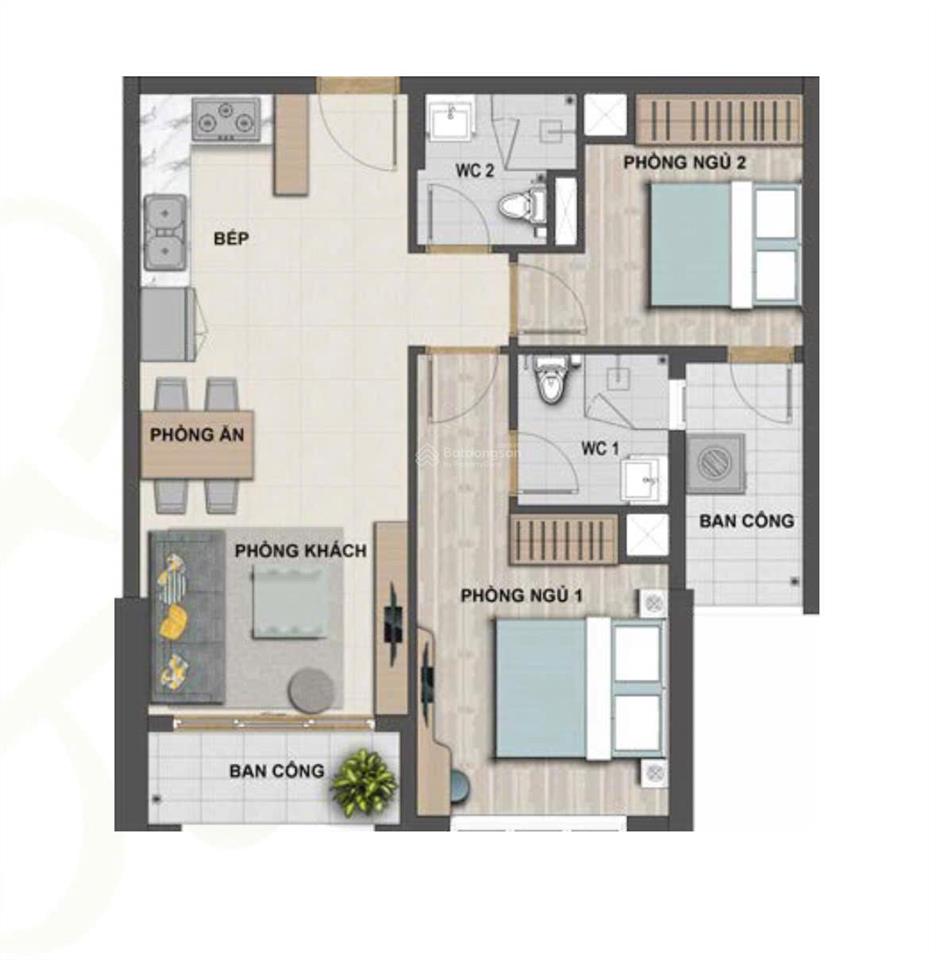 Căn hộ victoria village giá đầu tư 2pn2wc dt 67m² 2 ban công giá 6,1 tỷ 0937 576 ***