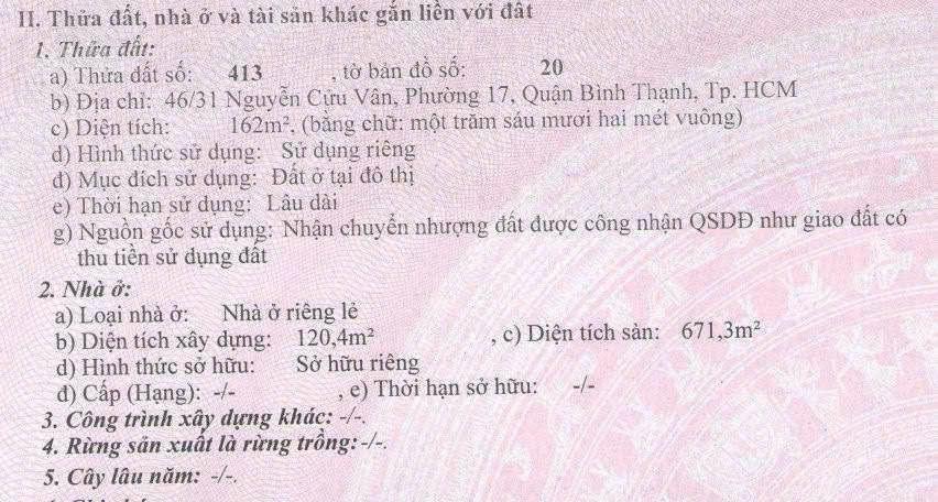 Lợi nhuận 4%/năm  bán nhà 46/31 nguyễn cửu vân, p.17, q. bình thạnh  7 tầng  giá 50 tỷ