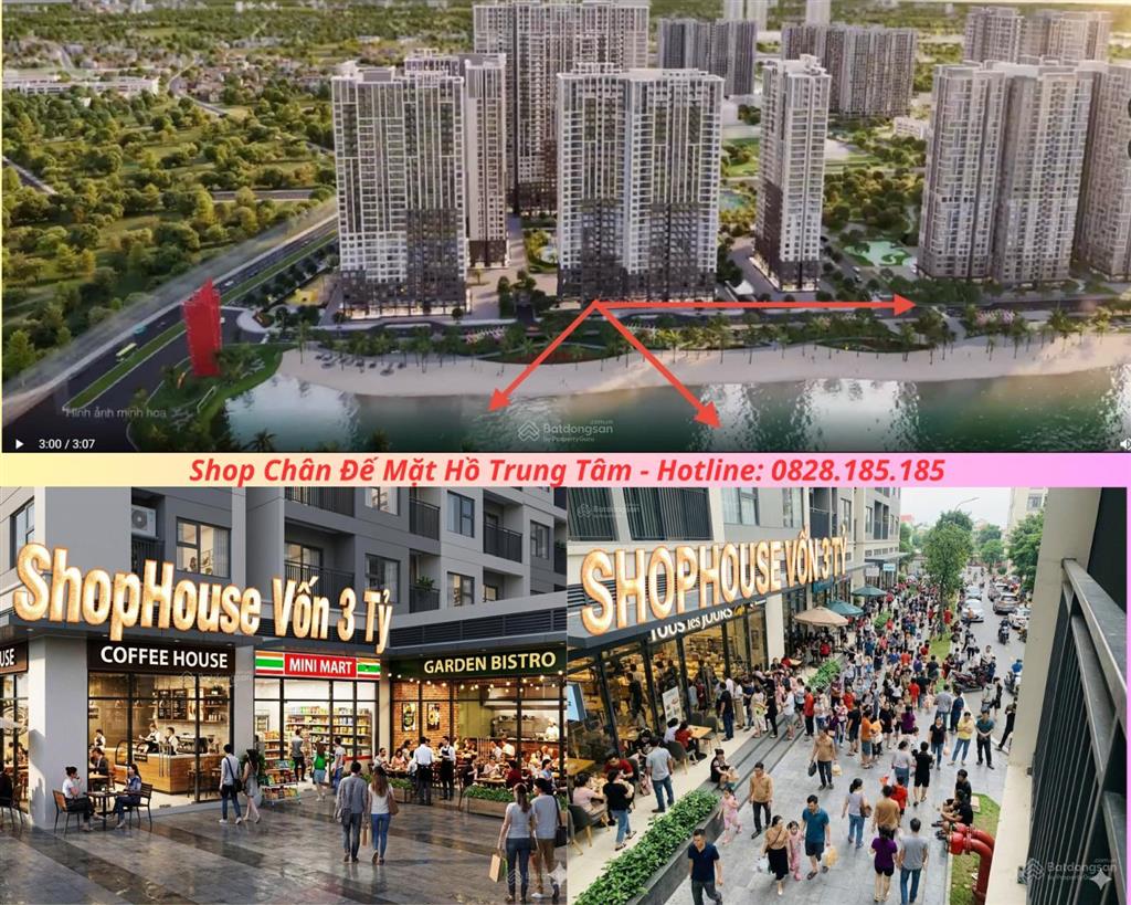 Khan hiếm  bán shop mặt hồ trung tâm, cạnh tòa văn phòng 45 tầng cho thuê 65tr/tháng sổ lâu dài