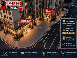 Giảm xốc  căn shop mặt sảnh , sổ lâu dài 70m2  11 tỷ , cho thuê 60tr/tháng
