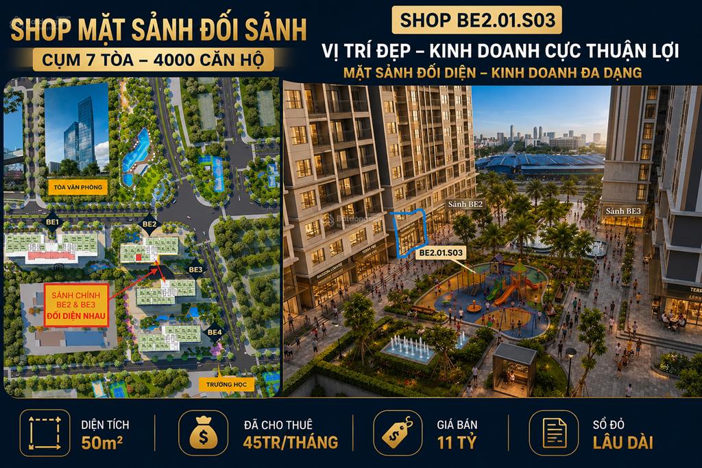 Bán shop chân đế căn góc sát sảnh cư dân  65m²  giá chỉ còn 11 tỷ  cho thuê 55tr/tháng