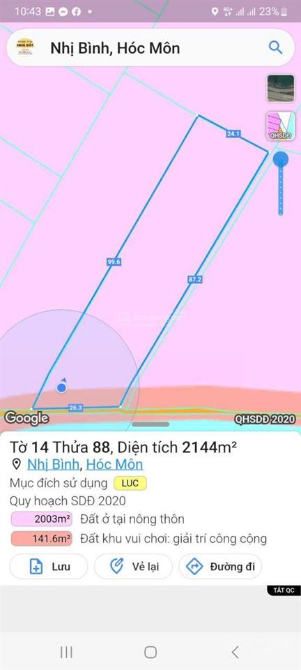 Bán đất xã nhị bình  đông thạnh  hóc môn