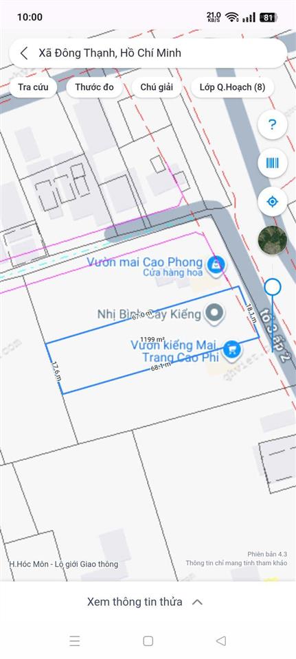 Bán đất xã nhị bình  đông thạnh hóc môn