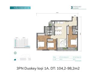 Chủ bán gấp trong tháng 3pn duokey 104m2 giá 8ty3