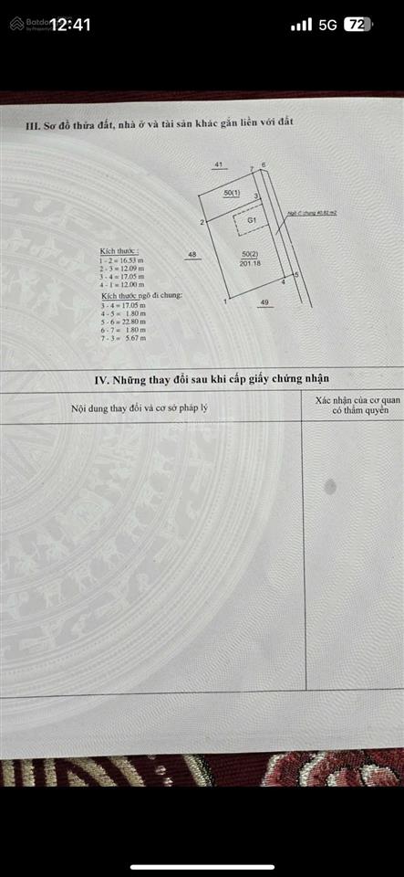 Cần bán mảnh đất 201m, mt 18 mét chia được 4 lô, hàng của cô họ giá chỉ 35,5 tỷ gia lộc nhỏ thui ạ