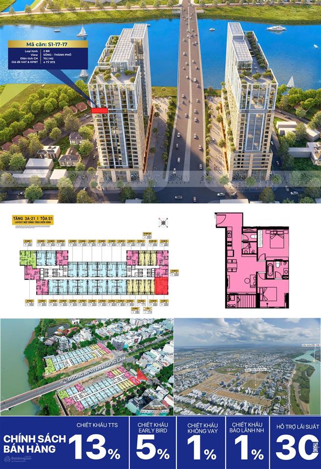 Duy nhất căn góc 2pn view sông ngay giá cđt, hỗ trợ vay 70% miễn lãi 30 tháng, sở hữu lâu dài