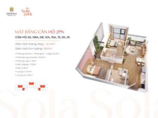 Bán gấp 2pn 54m²  3 tỷ  view ngoại khu the sola park vinhomes smart city