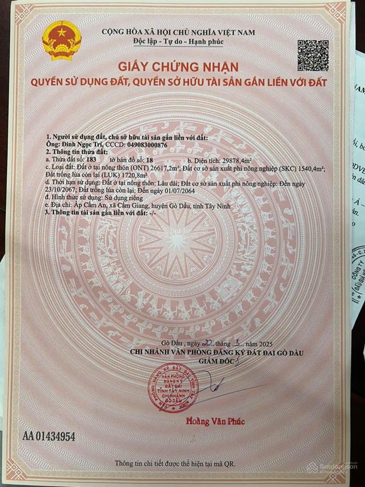 Cần bán khu xưởng mặt tiền quốc lộ 22b gò dầu, tây ninh