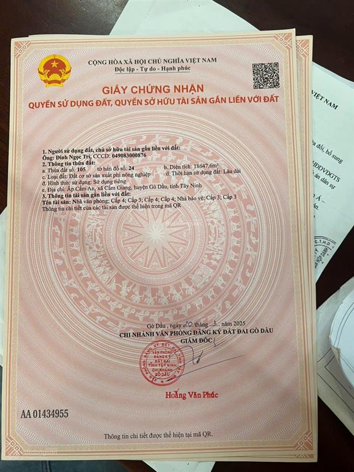 Cần bán khu xưởng mặt tiền quốc lộ 22b gò dầu, tây ninh