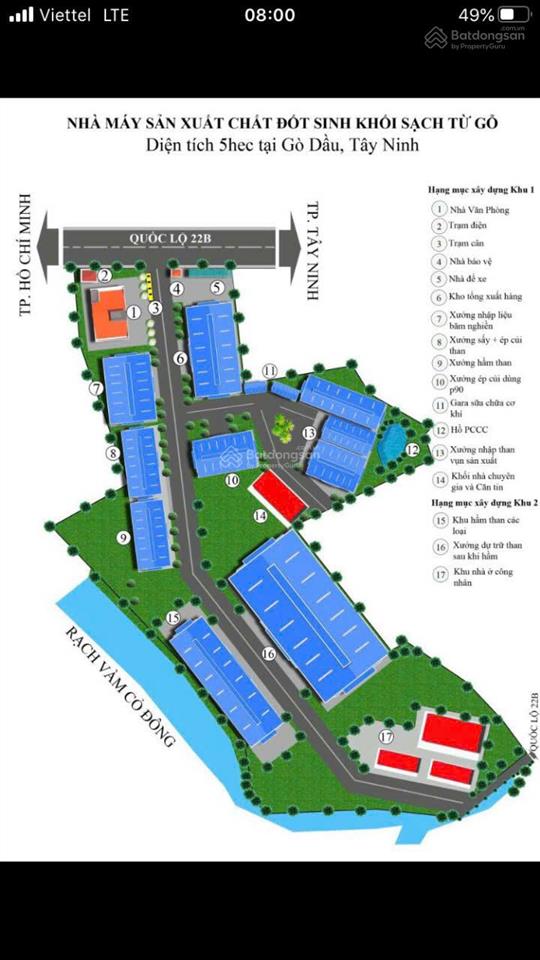 Cần bán khu xưởng mặt tiền quốc lộ 22b gò dầu, tây ninh