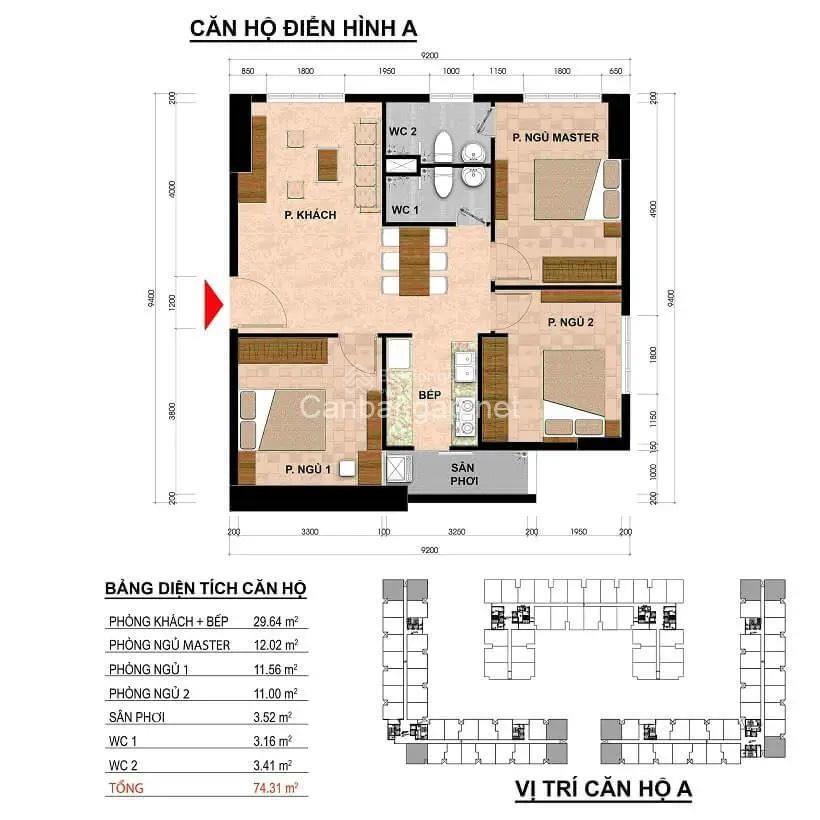 Bán căn 3pn cc green river 80m2 giá 3,2 tỷ full thuế phí