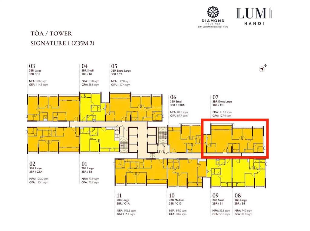Siêu hiếm! chính chủ gửi bán căn 3pn +2wc  117m2, view ngoại khu, tầng đẹp, tại lumi hà nội
