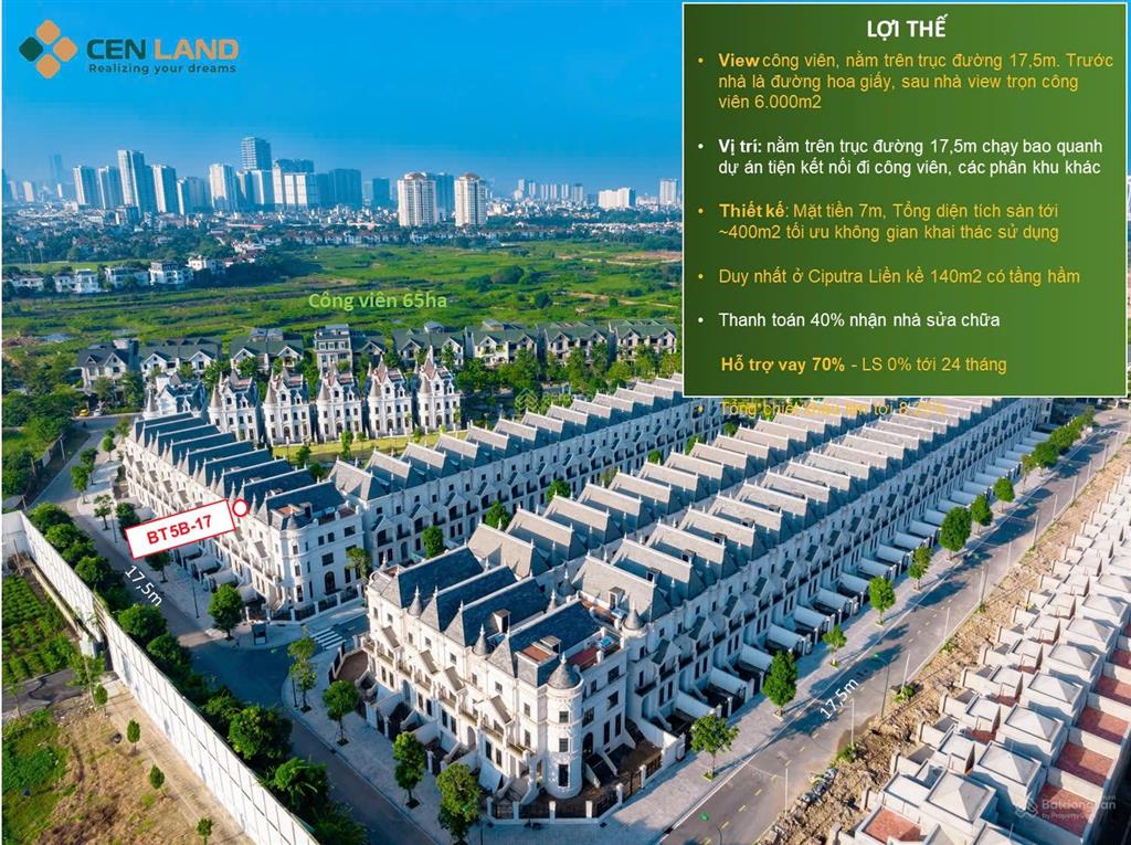 15.8 tỷ liền kề 85m2 view hồ điều hòa, mặt đường rộng 22 mét. chủ cần tiền bán 0968 096 ***