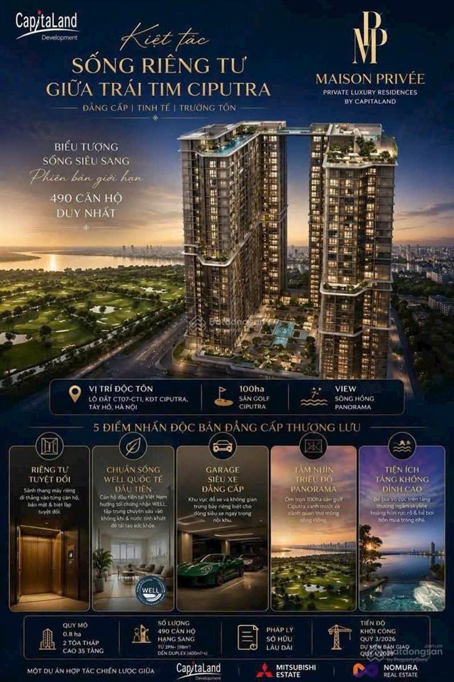 Maison privée capitaland tư dinh biệt lập chỉ 490 căn thang máy & gara riêng