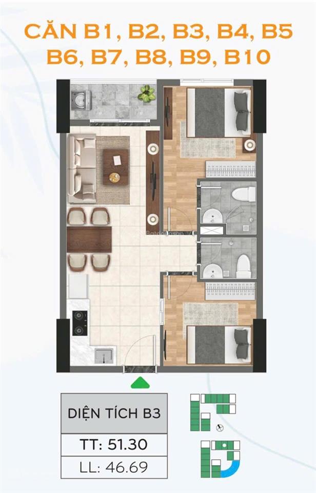 Căn 2pn2wc giá tốt nhất dự án bcons city  có sẵn dòng tiền 14tr/tháng