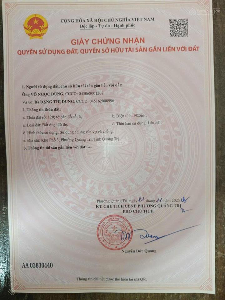 Chính chủ bán đất trung tâm thị xã quảng trị vị trí đẹp hiếm có chỉ 2,57 tỷ