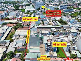Bán 2 lô đất kề nhau. ngay hẻm 43/46 vườn lài. khu sinh viên đh ntt. dt 5x31m. giá 6.5 tỷ/lô. shr