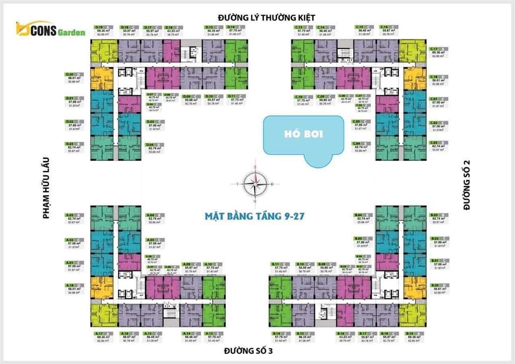 Bán cc 2pn, 2wc, 60m2 tại bcons garden, 1,85 tỷ