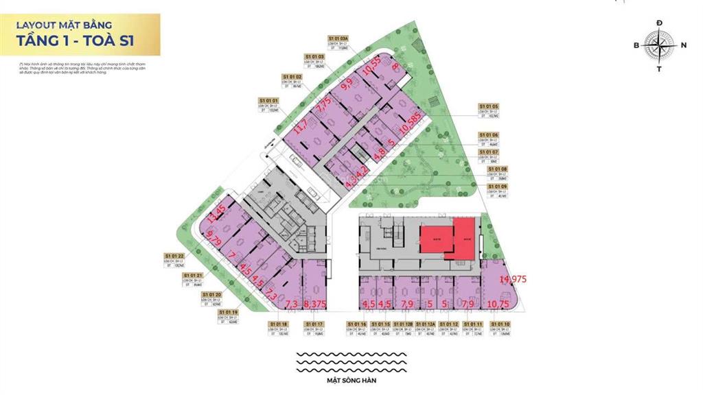 Nổi bật shop đế mặt sông giá hời sun symphony đà nẵng, góc s10118 238m, giá 99tr/m tts