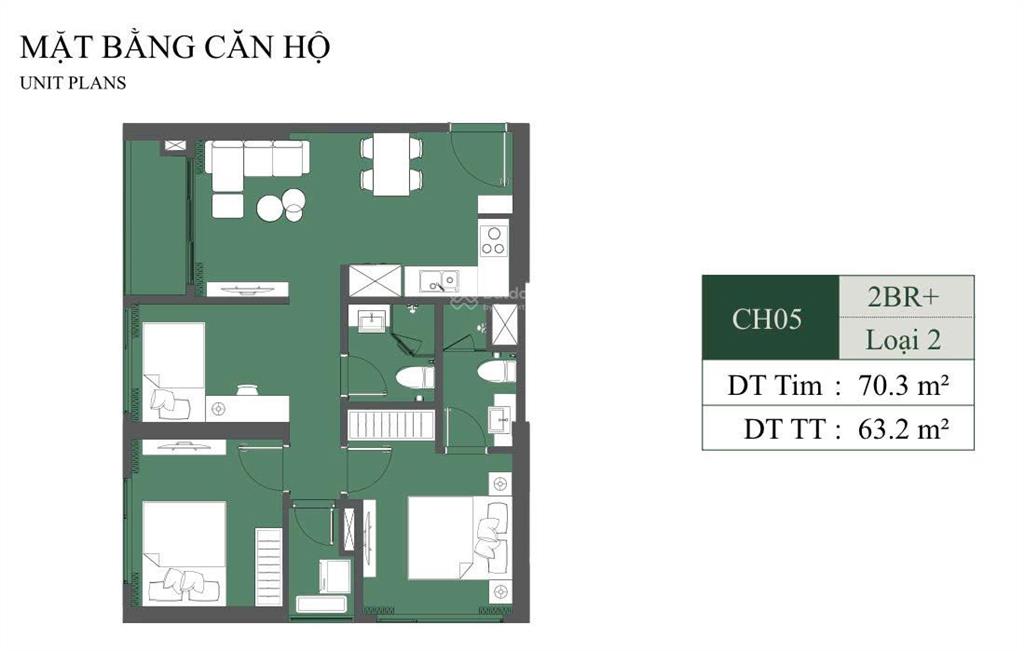 80 triệu / m2  cắt lỗ bán 74 m2 chỉ hơn 5 tỷ mua căn 2 ngủ 2 vs + 1 để ở