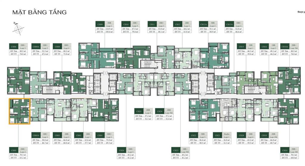 80 triệu / m2  cắt lỗ bán 74 m2 chỉ hơn 5 tỷ mua căn 2 ngủ 2 vs + 1 để ở