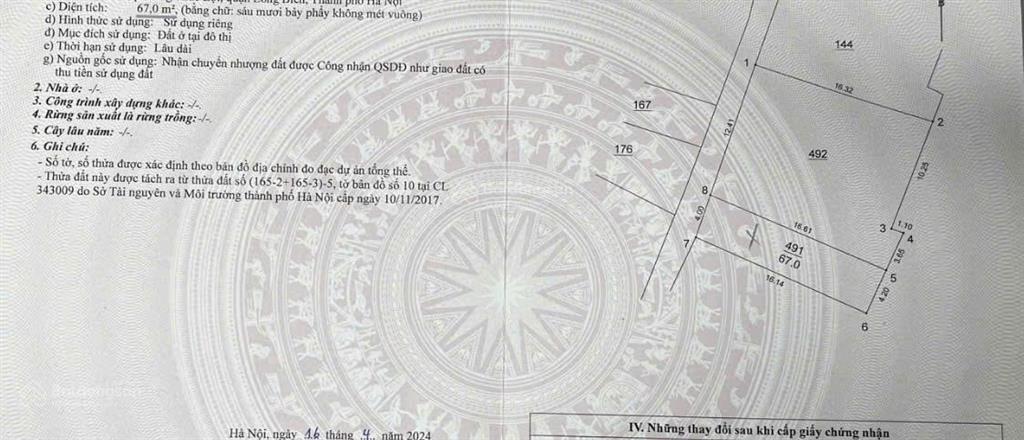 Hạ giá 500 triệu, giá mới 8 tỷ  67m2 đất vuông vắn  lô góc  ô tô vào đất  ngõ thông phúc lợilb