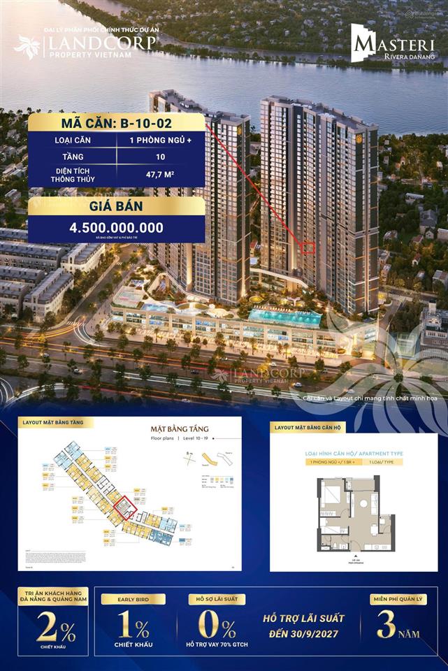 Chính chủ cần bán căn 1pn view pháo hoa  sở hữu lâu dài  chênh nhẹ