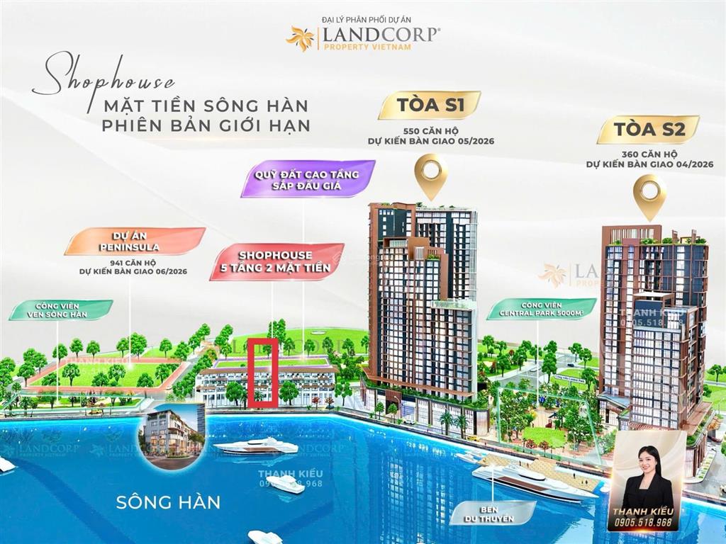 Siêu phẩm towhouse 2 mặt tiền, sông hàn  trần hưng đạo, 5 tầng. sổ đỏ trao tay
