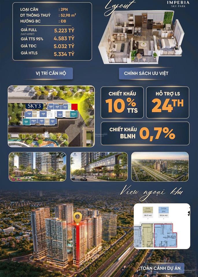 Căn góc hot sky3 2pn diện tích nhỏ siêu hiếm