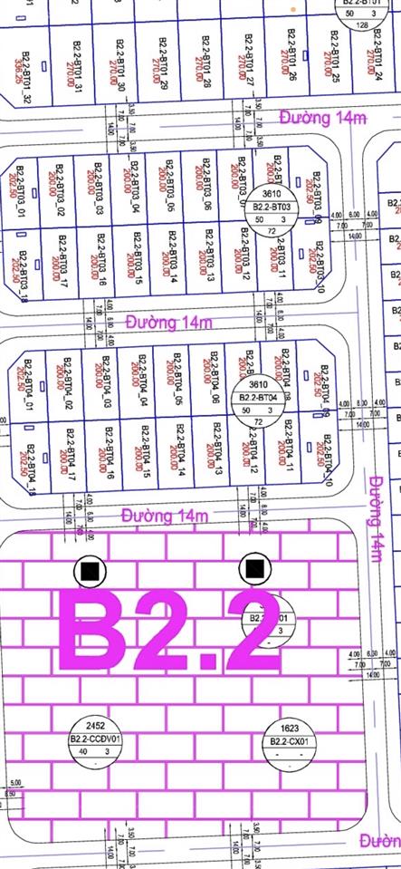 Khu biệt thự b2.2  dt 200m đất  giá chỉ 83tr/m