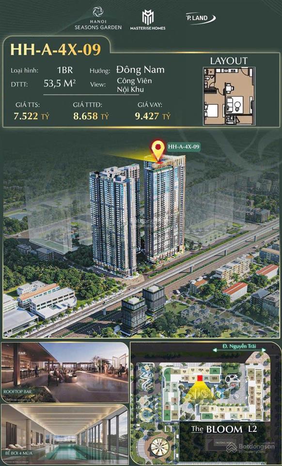 Hàng hiếm đông nam 1 phòng ngủ hha4209 | mỗi tầng chỉ có 1/23 căn 1pn đông nam