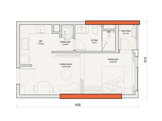 Bán the nest căn studio 1 phòng ngủ, diện tích lọt lòng thông thủy 35m2