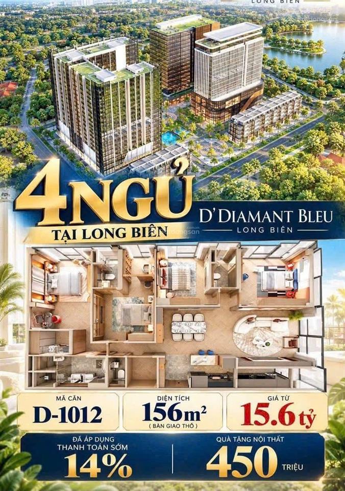 Trực tiếp cđt bán căn 4 ngủ tại dự án diamant bleu long biên hà nội
