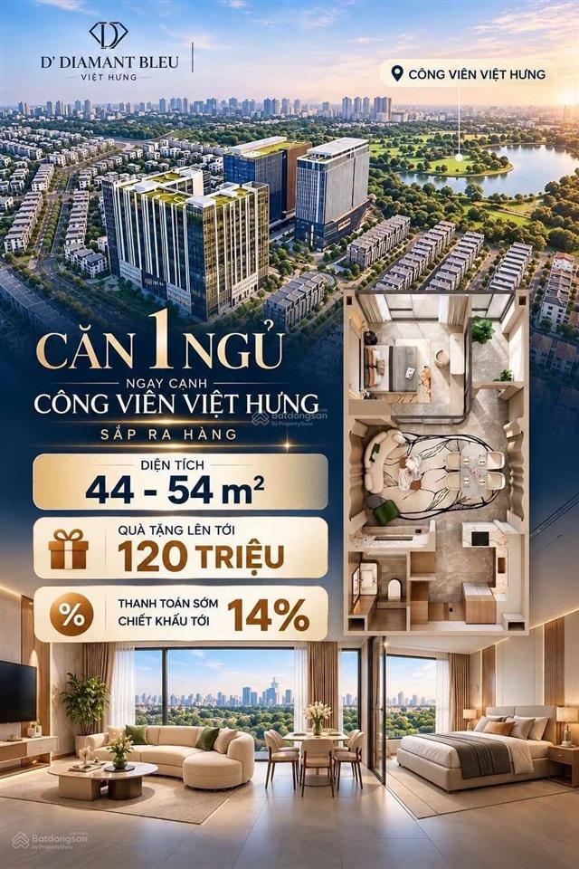 Căn 1 ngủ cực đẹp tại dự án cao cấp d.'diamant bleu  việt hưng long biên hà nội