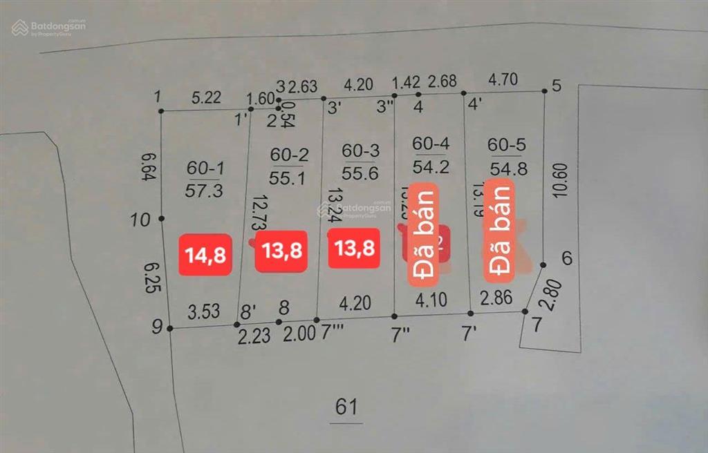 Bán ô đất phan đình giót hà đông, 13,8 tỷ. diện tích 55,6m2, đường oto tránh