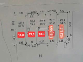 Bán ô đất phan đình giót hà đông, 13,8 tỷ. diện tích 55,6m2, đường oto tránh