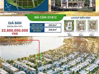 Căn d1812 biệt thự song lập gần mặt sông trục đường thông d18 giá cđt không chênh  sun group