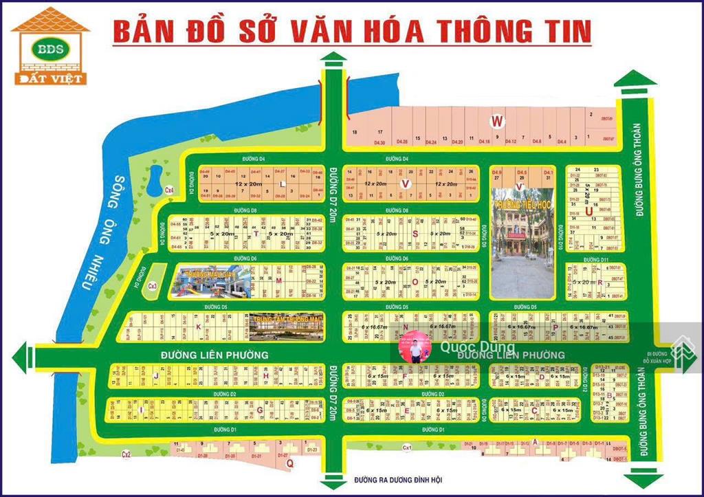 Bán nền đất lô t mặt tiền đường 20m tại da sở văn hoá tt 5x17m (85m²) giá 95tr/m2 xây dựng liền