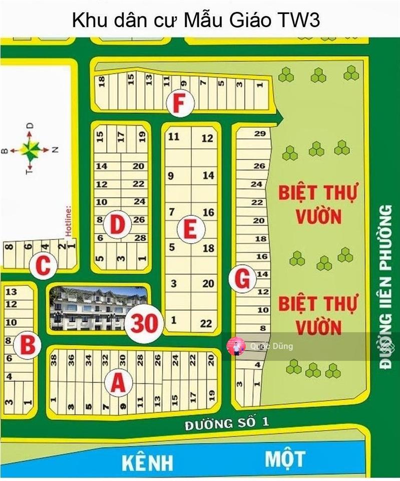 Bán nền đất khu mẫu giáo trung ương 3, liên phường  dt 6x22m(132m2) đối diện công viên giá 85tr/m2