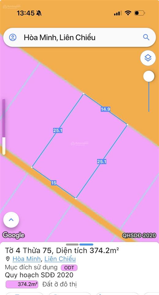 Bán đất biệt thự 375m2 view biển đà nẵng, giá 81tr/m2.