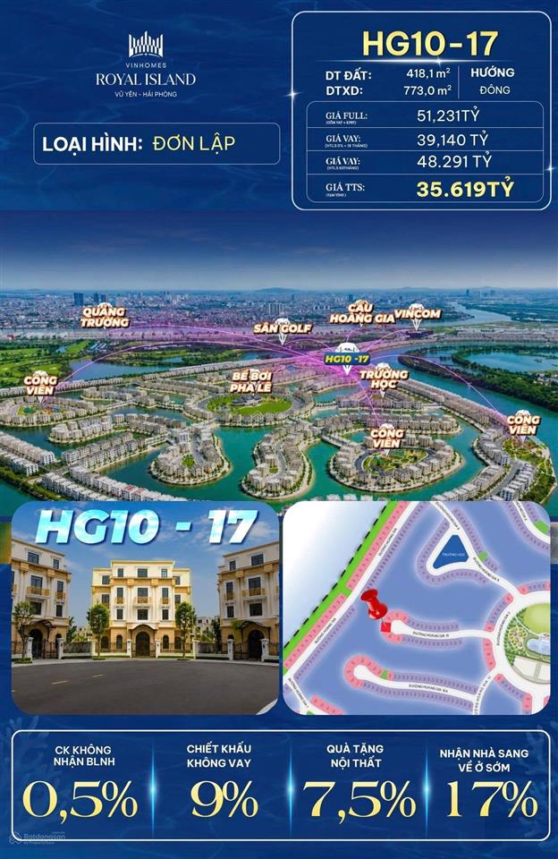Đơn lập hoàng gia hg1017 căn vị trí đẹp tiện ích nội khu đầy đủ giá chỉ 35,x tỷ