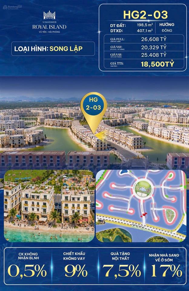 Song lập hoàng gia 198m2 ngay điểm đầu phân khu vị trí vàng giá cực hot chỉ 18,5 tỷ